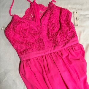 Vibrant Pink Lace Top Dress